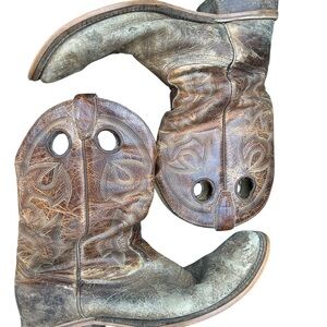 Boulet Distressed Brown Western Cowboy Boots Sz 10 Men’s l Vtg Leather Worn Out